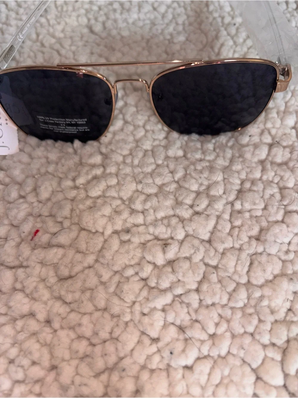 J.Crew Gold Aviator Square Sunglasses Black Lenses NWT